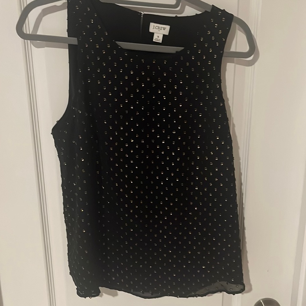 Black tank top with gold polka dot detail